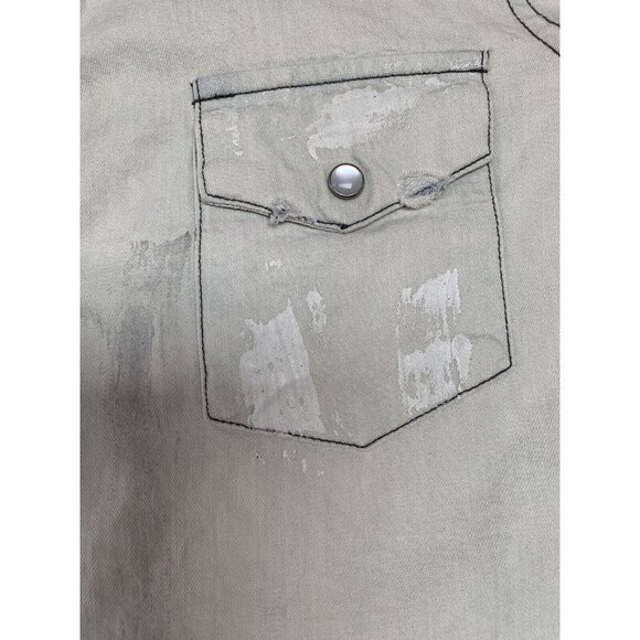 The Au Vintage Womens Long Sleeve Snap Western Shirt Medium Distressed Look USA - Picture 8 of 10